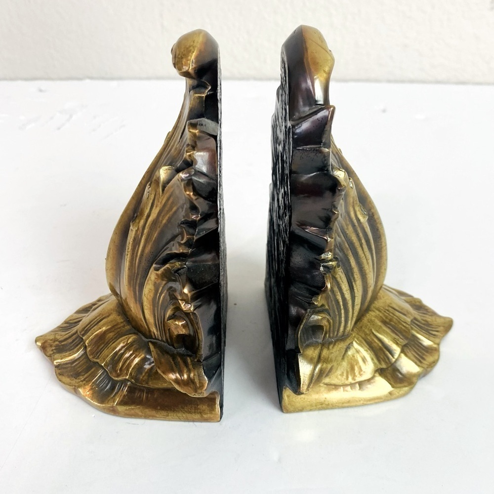 Vintage Hand Cast Bronze Philadelphia Mfg. Co Bookends Art Nouveau Botanical